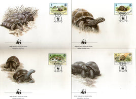 Seychelles Zil Elwannyen Sesel 1987 WWF Giant tortoise Reptiles Sc 131-34 FDCs # 30