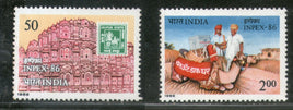 India 1986 INPEX-86 Hawa Mahal Camel Post Office Phila-1031-32 MNH