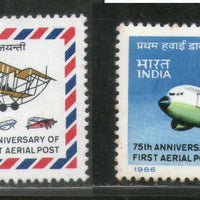 India 1986 First Arial Mail Flight Aeroplane Phila-1034-35 MNH