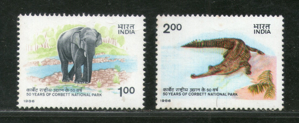 India 1986 Corbett National Park Wild Life Phila-1057-58 MNH