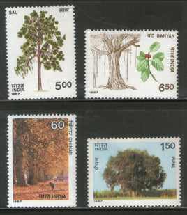 India 1987 Indian Trees Pipal Banyan Phila-1104-7 MNH