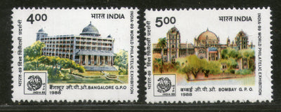 India 1988 INDIA-89 World Philatelic Exhibition Post Offices Phila-1165-66 MNH