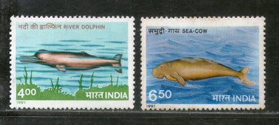 India 1991 Endangered Marine Mammals Fish Dolphin Phila-1269-70 MNH