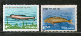 India 1991 Endangered Marine Mammals Fish Dolphin Phila-1269-70 MNH