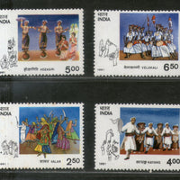 India 1991 Tribal Dances Costume Culture Phila 1276-79 MNH