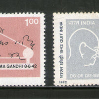 India 1992 Quit India Movement Mahatma Gandhi 2v Phila-1343-44 MNH