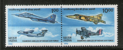 India 1992 Diamond Jubilee Indian Air Force I.A.F Setenant Phila-1351 MNH