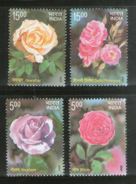 India 2007 Fragrance of Roses Flowers Tree Plant Flora 4v Phila-2247a MNH