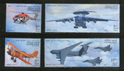 India 2007 Platinum Jubilee Indian Air Force Aviation 4v Phila-2306-9 MNH