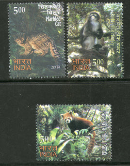 India 2009 Wildlife Animals Rare Fauna of the North East Monkey Big Cat Phila 2505-7 MNH