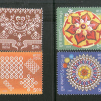 India 2009 Greetings Art Embroidery Painting Phila-2547a 4v MNH
