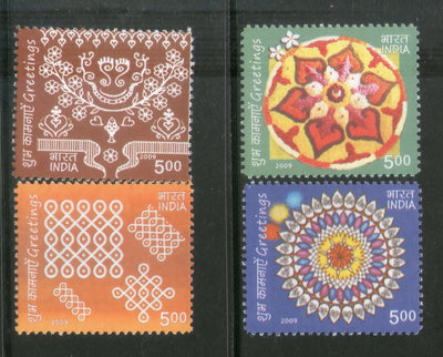 India 2009 Greetings Art Embroidery Painting Phila-2547a 4v MNH