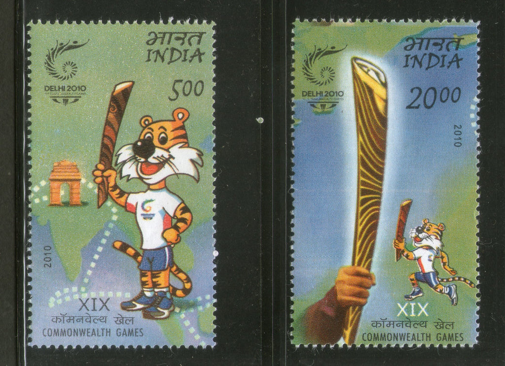 India 2010 Queen Baton Relay Commonwealth Games Phila-2608-9 MNH