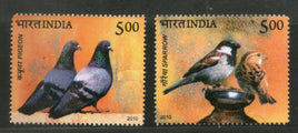 India 2010 Pigeon & House Sparrow Birds 2v Phila 2613-14 MNH
