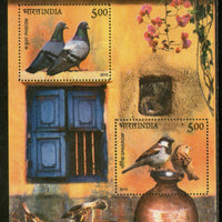 India 2010 Pigeons & House Sparrow Birds Animals Phila 2515 M/s MNH