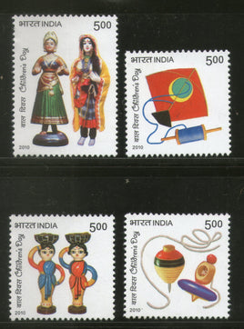 India 2010 Children's Day Toy Doll Top Phila-2645-48 4v set MNH