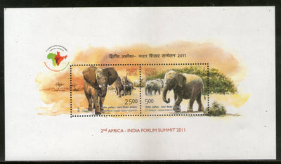 India 2011 Africa Forum Summit Elephant Wild Life M/s Phila 2704 MNH