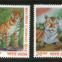 India 2011 Children's Day Tiger Animals Wild Life Phila-2726-27 2v Set MNH