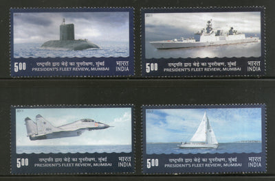 India 2011 President's Fleet Review, Mumbai Aeroplane Ship Submarine Phila 2731-34 MNH