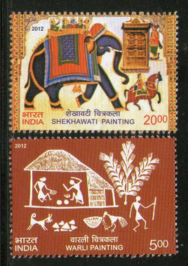 India 2012 Warli & Shekhawati Paintings Art Elephant Horse 2v MNH