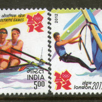 India 2012 London Olympic Games Badminton Sailing Rowing Sport Setenant pair MNH