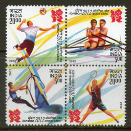 India 2012 London Olympic Games Badminton Sailing Rowing Sport Se-tenant BLK MNH
