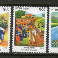 India 2015 Swachh Bharat Clean India Art Painting 3v MNH