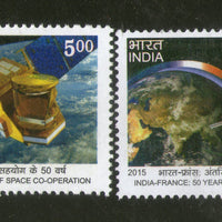 India 2015 Cooperation in Space India France Joints Issue Satellite 2v MNH