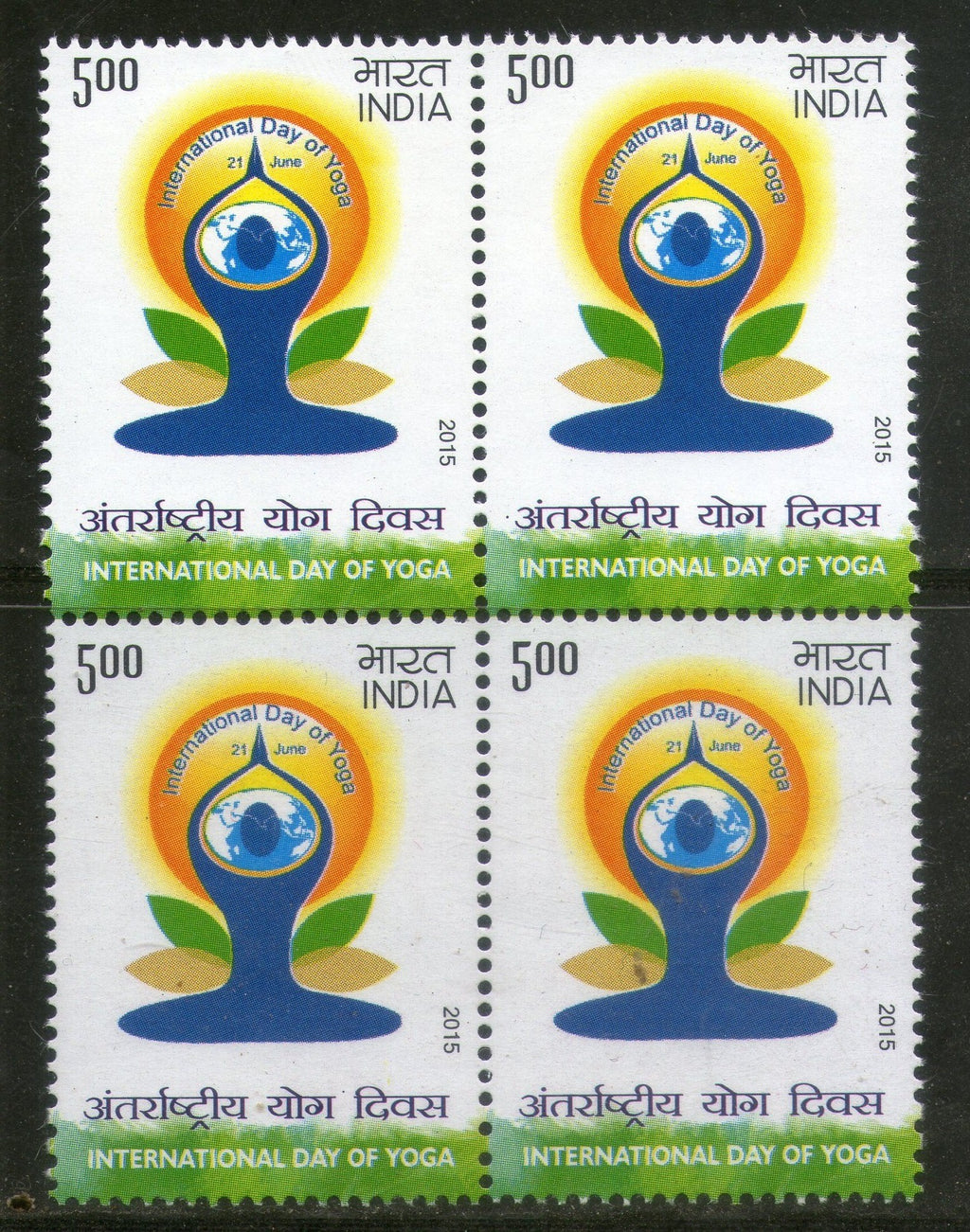 India 2015 International Day of Yoga Health Fitness Phila 2990 Blk/4 MNH