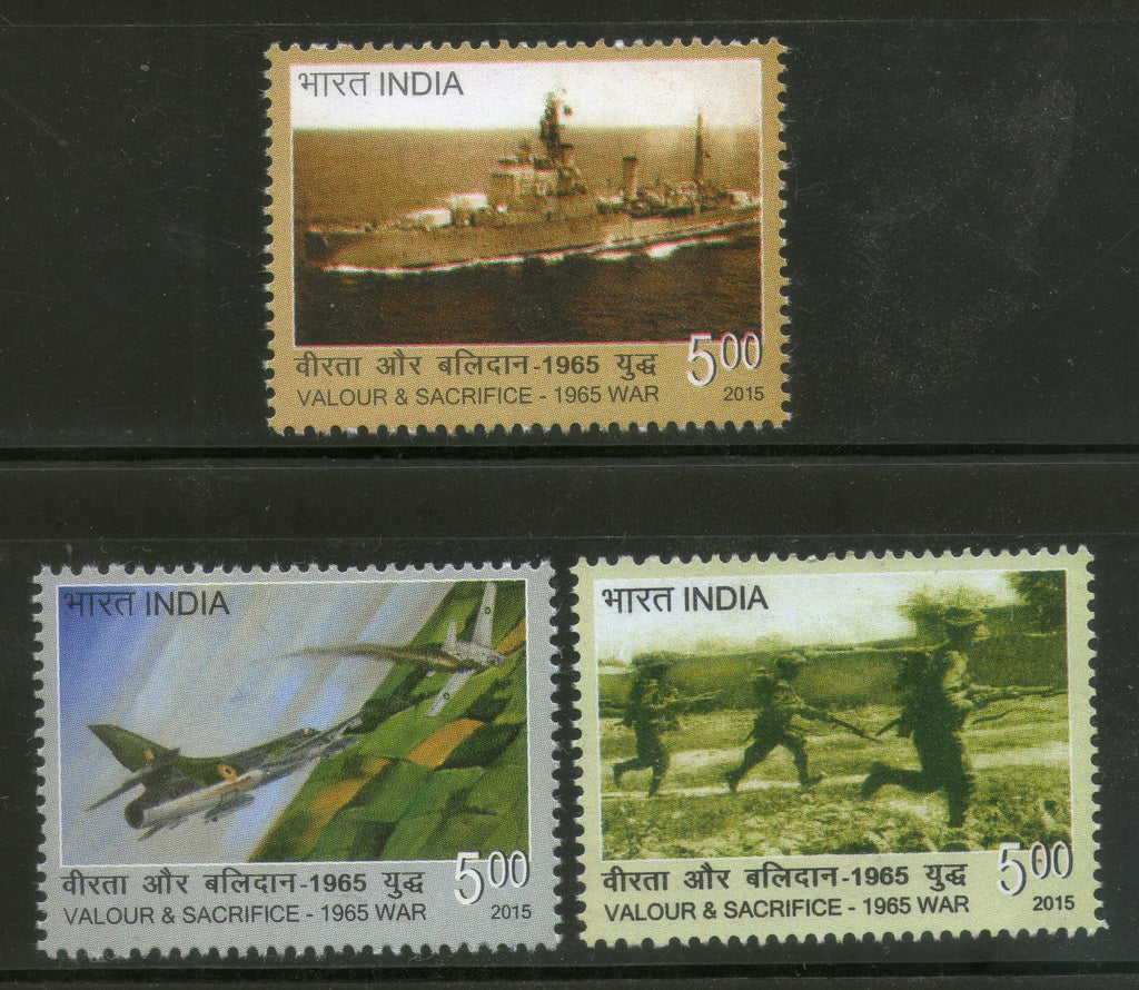 India 2015 1965 India Pakistan War Navy Air Force Ship Military 3v MNH