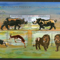 India 2015 Africa Forum Lion Rhino Gazelle Wildlife Innovative Foil M/s MNH