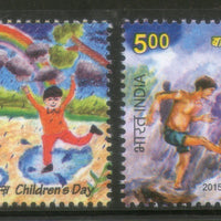 India 2015 Children's Day Art Painting Rainbow Dance 2v MNH