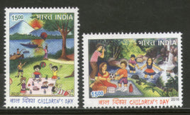 India 2016 Children's Day Art Painting Picnic Phila 3106-7 MNH