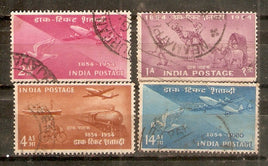 India 1954 Postage Stamp Centenary Mail & Airmail Transport Phila-312-15 Used Set