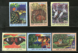 India 2017 Nature India Tiger Elephant Bird Butterfly Deer Animals 6v MNH - Phil India Stamps