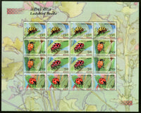 India 2017 Ladybird Beetle Insect Animals Wildlife Fauna Set of 4 Diff Sheetlets MNH - Phil India Stamps