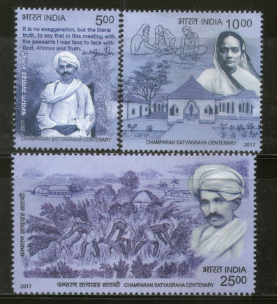 India 2017 Mahatma Gandhi Champaran Satyagraha Centenary Farmers 3v MNH - Phil India Stamps