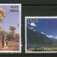 India 2017 Beautiful India Taj Mahal Mountains Flowers Tree Nature 2v MNH - Phil India Stamps