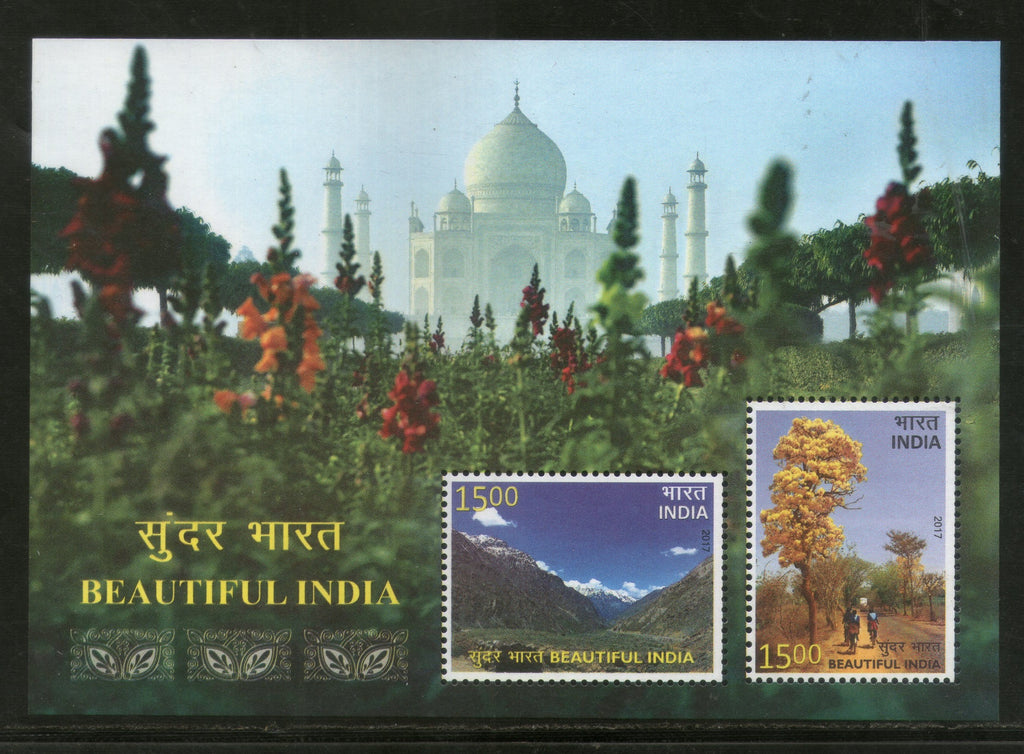 India 2017 Beautiful India Taj Mahal Mountains Flowers Tree Nature M/s MNH - Phil India Stamps