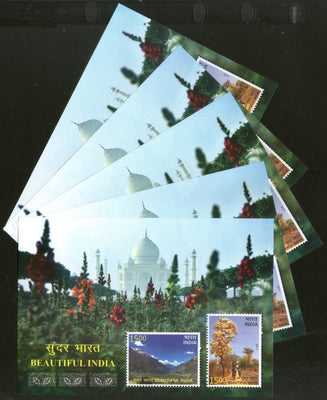 India 2017 Beautiful India Taj Mahal Mountains Flowers Tree Nature M/s X5 MNH - Phil India Stamps