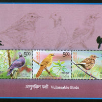 India 2017 Vulnerable Birds Nilgiri Pigeon Warbler Pipit Wildlife Fauna M/s MNH - Phil India Stamps