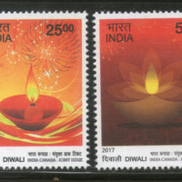 India 2017 Hindu Festival of Lights Diwali Joints Issue with Canada 2v MNH - Phil India Stamps