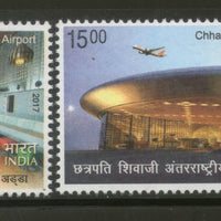 India 2017 Chhatrapati Shivaji International Airport Old & New Aviation 2v MNH - Phil India Stamps