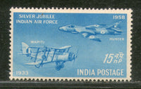 India 1958 15p Indian Air Force Silver Jubilee Aeroplane Phila-332 MNH