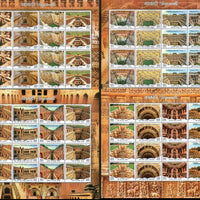 India 2017 Step Wells Ancient Baori Architecture set of 4 Sheetlets MNH