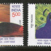 India 2017 Papua New Guinea Joints Issue Bird of Paradise Peacock Fauna 2v MNH - Phil India Stamps