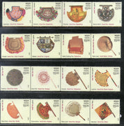 India 2017 Indian Hand Fans Embroidery Zardozi Phadh Paintings 16v Se-Tenant MNH - Phil India Stamps