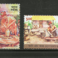 India 2018 Potter's Wheel Handicraft Art Pottery 2v MNH - Phil India Stamps