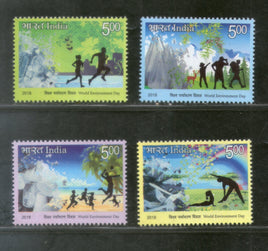 India 2018 World Environment Day Nature Health Yoga Fitness 4v MNH - Phil India Stamps
