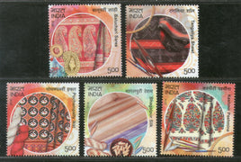 India 2018 Handloom Products Textile Embroidery Silk Shawl Costume 5v MNH